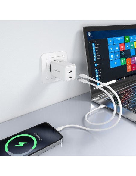 CARGADOR AISENS GAN 65W 2XUSB-C PD3.0 QC4.0 BLANCO