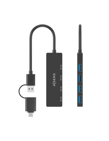 HUB USB 3.1 USB-CM A USB-AM 4 USB-AH NEGRO 15CM AISENS A109-0987