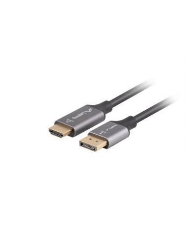 CABLE LANBERG DISPLAYPORT A HDMI 4K MACHO/MACHO 1M NEGRO -PLATA