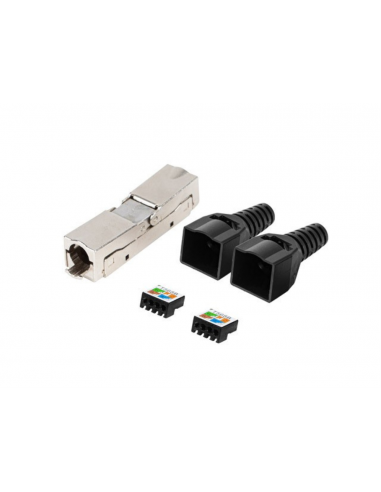 CONECTOR LANBERG ADAPTADOR 2X RJ45 CAT6 FTP PLUG 8P8C TOOL-LESS