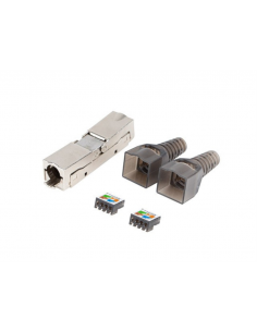 CONECTOR LANBERG ADAPTADOR 2X RJ45 CAT6A FTP PLUG 8P8C TOOL-LESS
