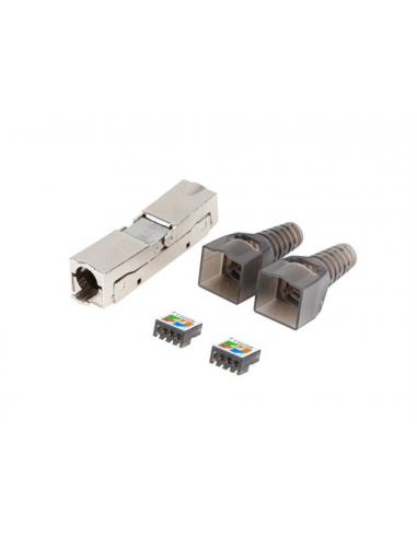 CONECTOR LANBERG ADAPTADOR 2X RJ45 CAT6A FTP PLUG 8P8C TOOL-LESS