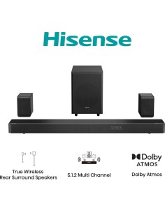 BARRA SONIDO HISENSE AX5125H 5.1.2 500W DOLBY ATMOS SUBWOOFER INALAMBRICO