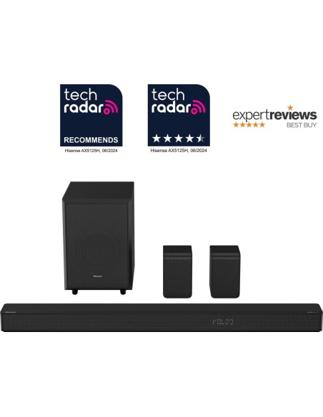 BARRA SONIDO HISENSE AX5125H 5.1.2 500W DOLBY ATMOS SUBWOOFER INALAMBRICO