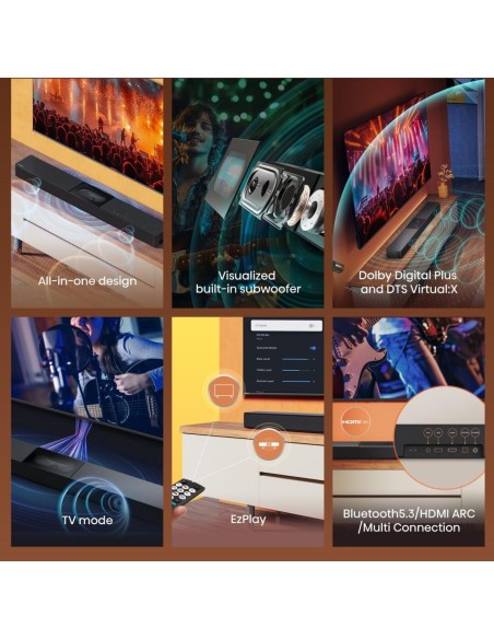 BARRA SONIDO HISENSE HS2000 2.1 SUBWOOFER INTEGRADO 240W DOLBY DIGITAL BT