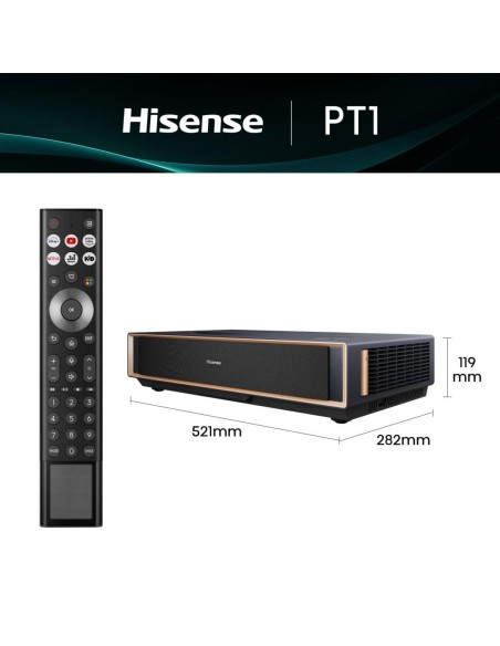 PROYECTOR LASER HISENSE PT1 4K UHD 2500 LUMENES HDR10+ SMART TV TIRO CORTO