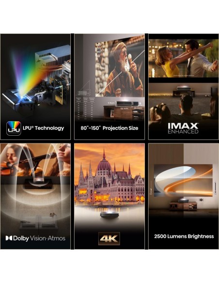 PROYECTOR LASER HISENSE PT1 4K UHD 2500 LUMENES HDR10+ SMART TV TIRO CORTO