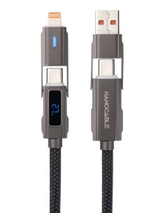 Nanocable Cable USB-C+USB-A M-LIGHTNING+USB-C M 1M