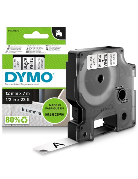 CINTA ROTULADORA AUTOADHESIVA DYMO D1 PARA ROTULADORAS LABEL MANAGER NEGRO SOBRE BLANCO S0720530