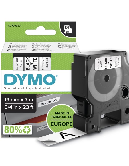 CINTA ROTULADORA AUTOADHESIVA DYMO D1 PARA ROTULADORAS LABEL MANAGER NEGRO SOBRE BLANCO S0720830