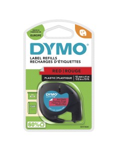CINTA ROTULADORA AUTOADHESIVA DYMO PLASTICO METROS PARA ROTULADORAS LETRATAG NEGRO ROJO S0721630
