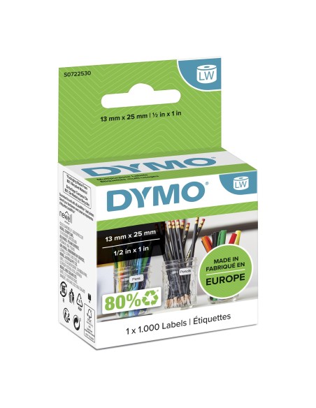 ETIQUETAS DYMO LABEL WRITER PAPEL MULTIFUNCION ROLLO DE 1000 UNIDADES BLANCAS DE 24X12MM S0722530