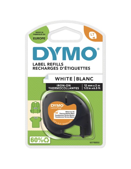 CINTA ROTULADORA AUTOADHESIVA PARA ROPA DYMO PLASTICO NEGRO BLANCO 000895