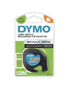 CINTA ROTULADORA METALIZADA AUTOADHESIVA DYMO 12MM X 4 METROS DE LONGITUD PARA ROTULADORAS LETRATAG 000941