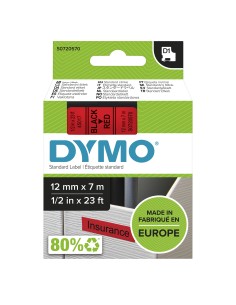 CINTA ROTULADORA AUTOADHESIVA DYMO D1 12MM X 7M PARA ROTULADORAS LABEL MANAGER NEGRO SOBRE ROJO S0720570