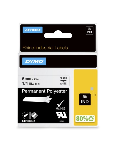 Cinta dymo poliester permanente ind negro sobre blanco  multicolor 1805442