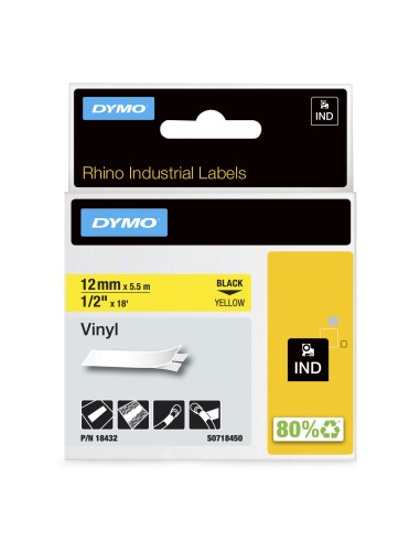 Cinta dymo etiquetas de vinilo ind negro sobre amarillo multicolor 18432