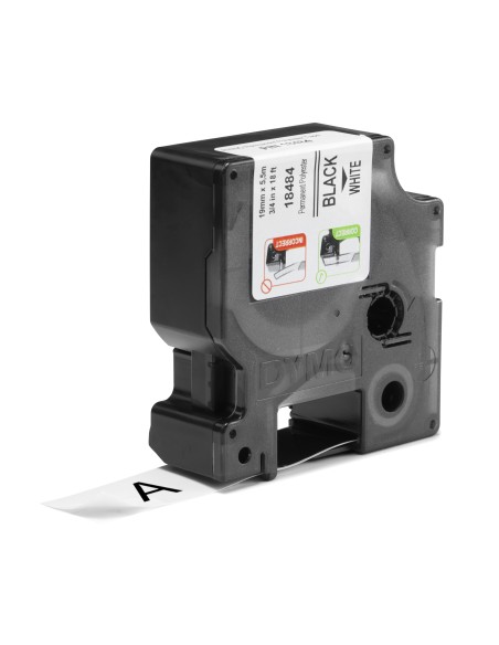 Cinta dymo poliester permanente ind negro sobre blanco multicolor 18484