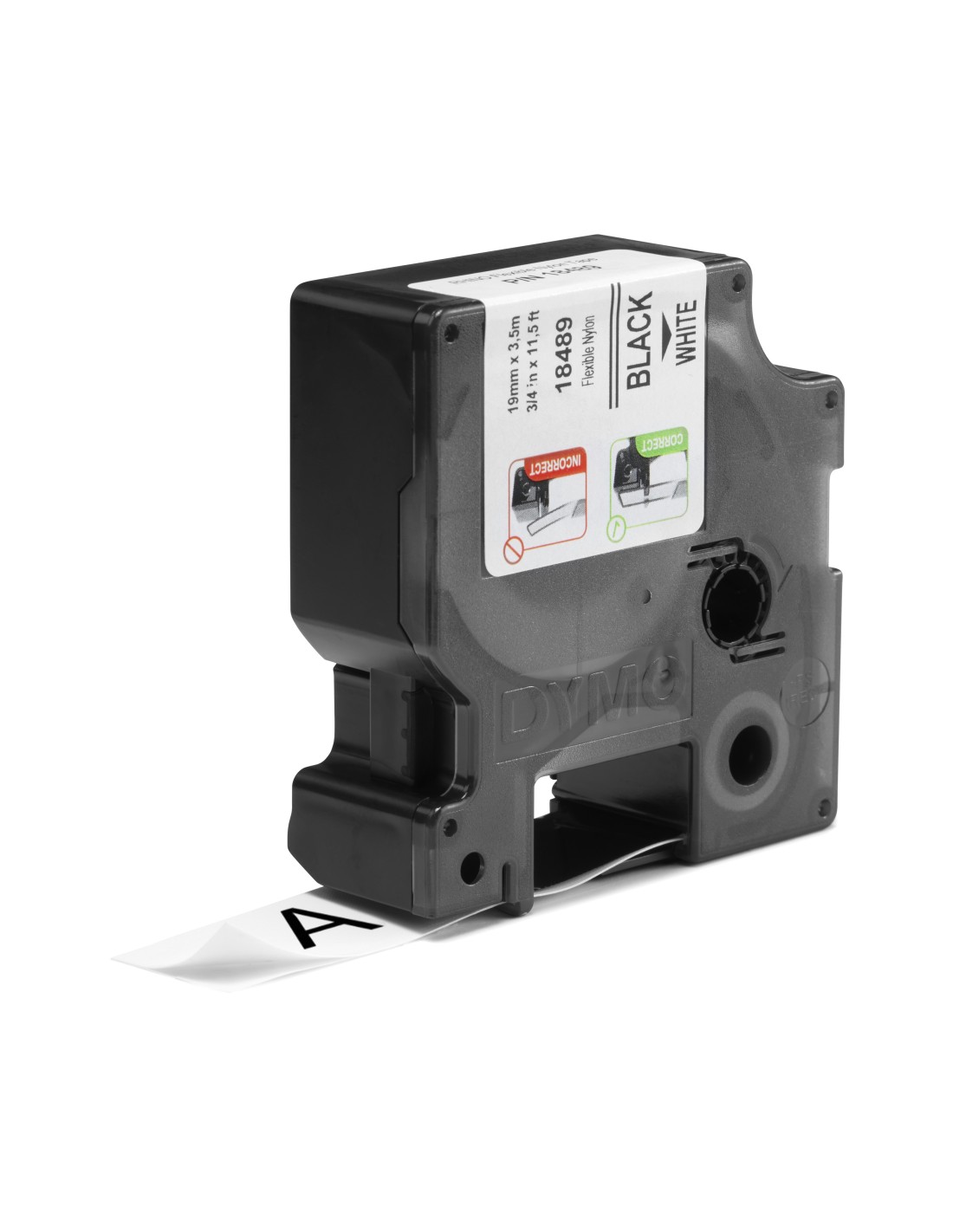 Cinta dymo nylon flexible ind negro sobre blanco multicolor 18489