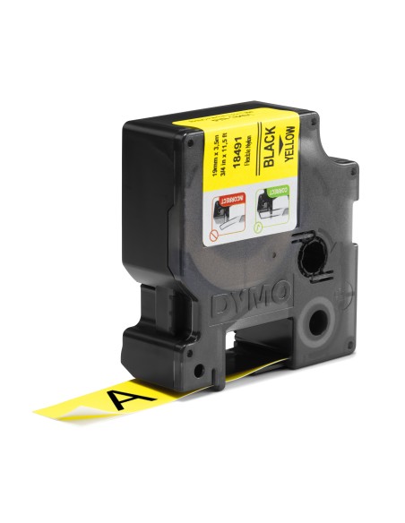 Cinta dymo nylon flexible ind negro sobre amarillo multicolor 18491