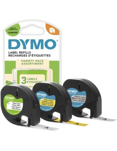 Dymo LetraTag assorted Pack 3 Cinta para impresora de etiquetas poliester