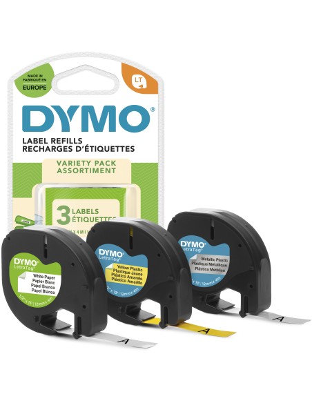 Dymo LetraTag assorted Pack 3 Cinta para impresora de etiquetas poliester