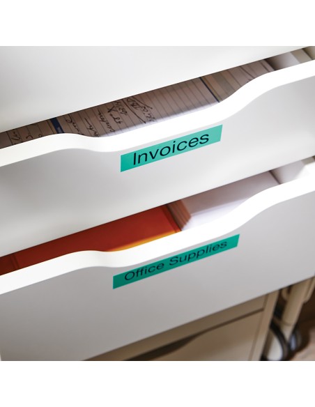 Dymo D1 Etiquetas estandar negro sobre verde 19mm x 7m poliester