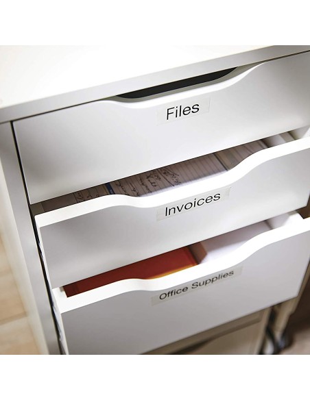 Dymo D1 Etiquetas estandar negro sobre transparente 19mm x 7m poliester