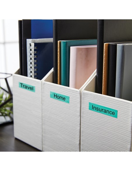 Dymo D1 Etiquetas estandar negro sobre verde 12mm x 7m poliester