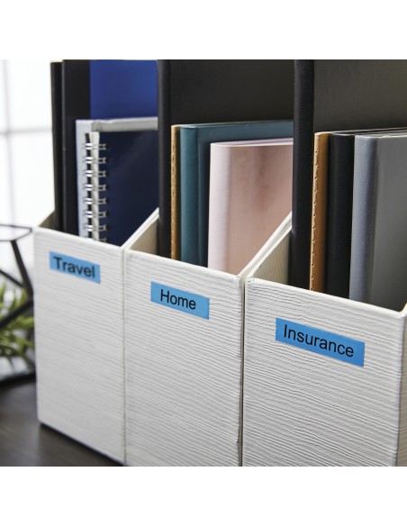 Dymo D1 Etiquetas estandar negro sobre azul 12mm x 7m poliester