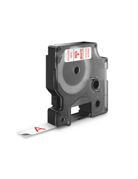 Dymo D1 Etiquetas estandar rojo sobre blanco 12mm x 7m poliester