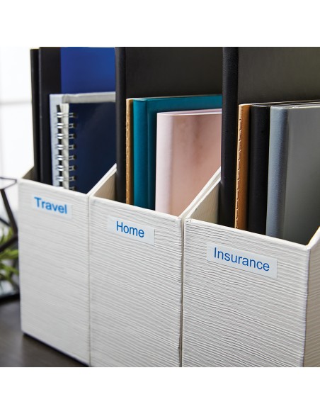 Dymo D1 Etiquetas estandar azul sobre blanco 12mm x 7m poliester