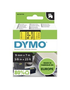 Dymo D1 Etiquetas estandar negro sobre amarillo 9mm x 7m poliester