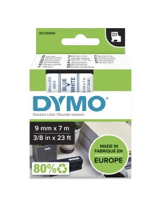 Dymo D1 Etiquetas estandar azul sobre blanco 9mm x 7m poliester