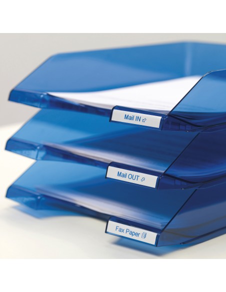 Dymo D1 Etiquetas estandar azul sobre blanco 9mm x 7m poliester