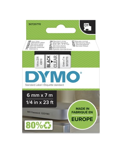 DYMO D1 - Etiquetas estándar - Negro en claro - 6mm x 7m