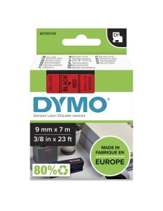 DYMO D1 - Etiquetas estándar - Negro sobre rojo - 9mm x 7m