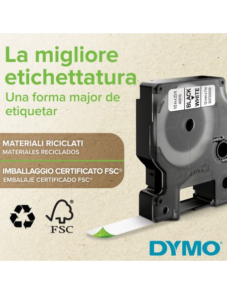 DYMO D1 - Etiquetas estándar - Negro sobre azul - 19mm x 7m
