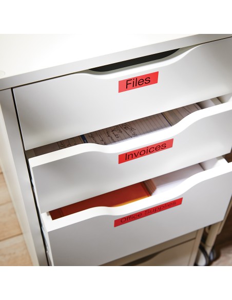 DYMO D1 - Etiquetas estándar - Negro sobre rojo - 19mm x 7m