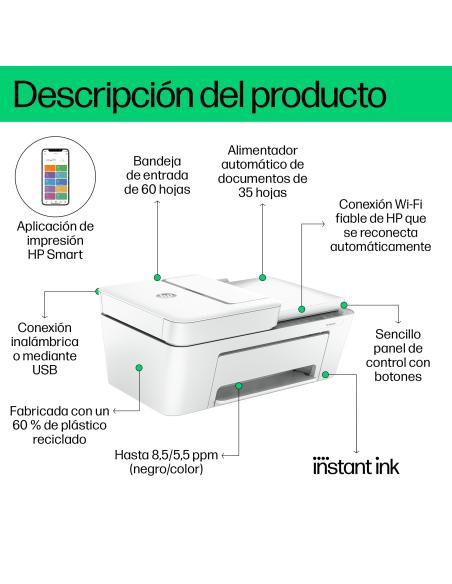 IMPRESORA HP DESKJET MULTIFUNCION 4220E LCD WIFIFAX MOVIL 588K4B(305)