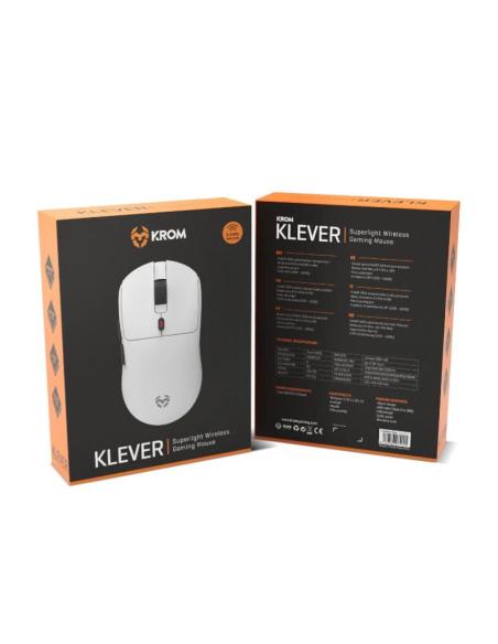 KROM KLEVER Raton gaming superligero wireless Blco