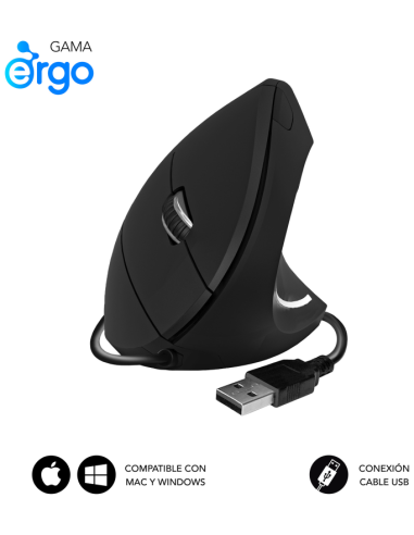 RATON SUBBLIM GLIDE VERTICAL ERGO BLACK USB