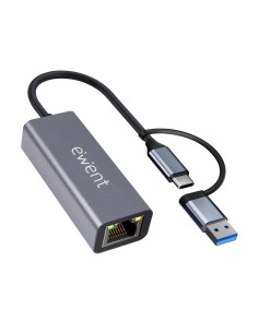 ADAPTADOR ETHERNET EWENT EW9819 RJ45 USB-C USB-A GIGABIT 1000MBPS