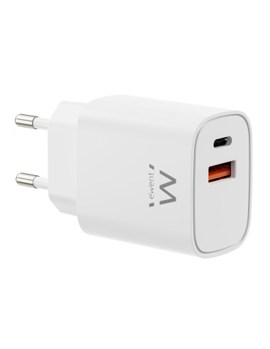 CARGADOR MOVIL EWENT EW1326 GAN RAPIDO 30W USB-C PD USB-A QC COMPACTO