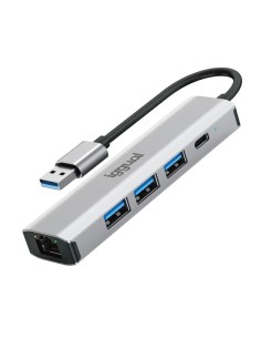 iggual Hub USB-A 5 puertos 3xUSB + RJ45 + tipo C