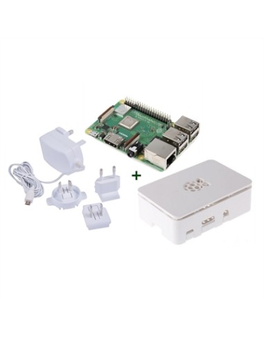 Raspberry kit Pi 3 B+ + caja blanca + fuente blanc - Imagen 1