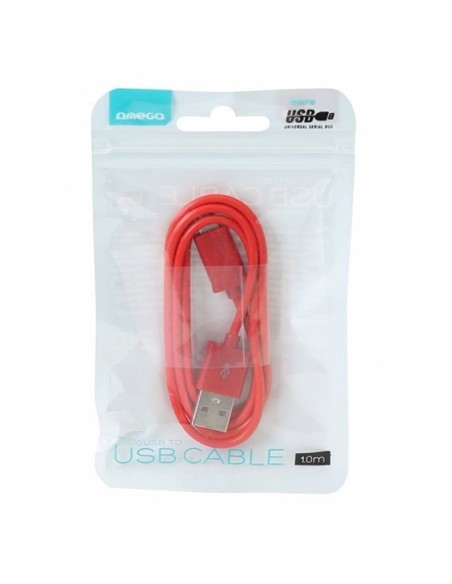 OMEGA CABLE microUSB-USB 1M ROJO - Imagen 2