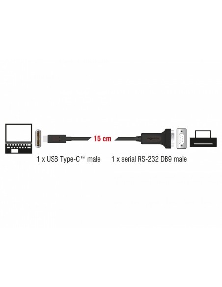 Delock Adaptador USB Type-CT > 1 x DB9 RS-232 seri - Imagen 2