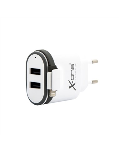 X-One cargador pared 2x USB 2.1 + 1x Lightning Bco - Imagen 1
