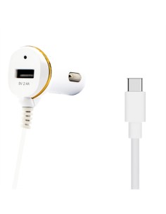 X-One cargador coche 1x USB + 1x Tipo-C 2.4A Blco - Imagen 1